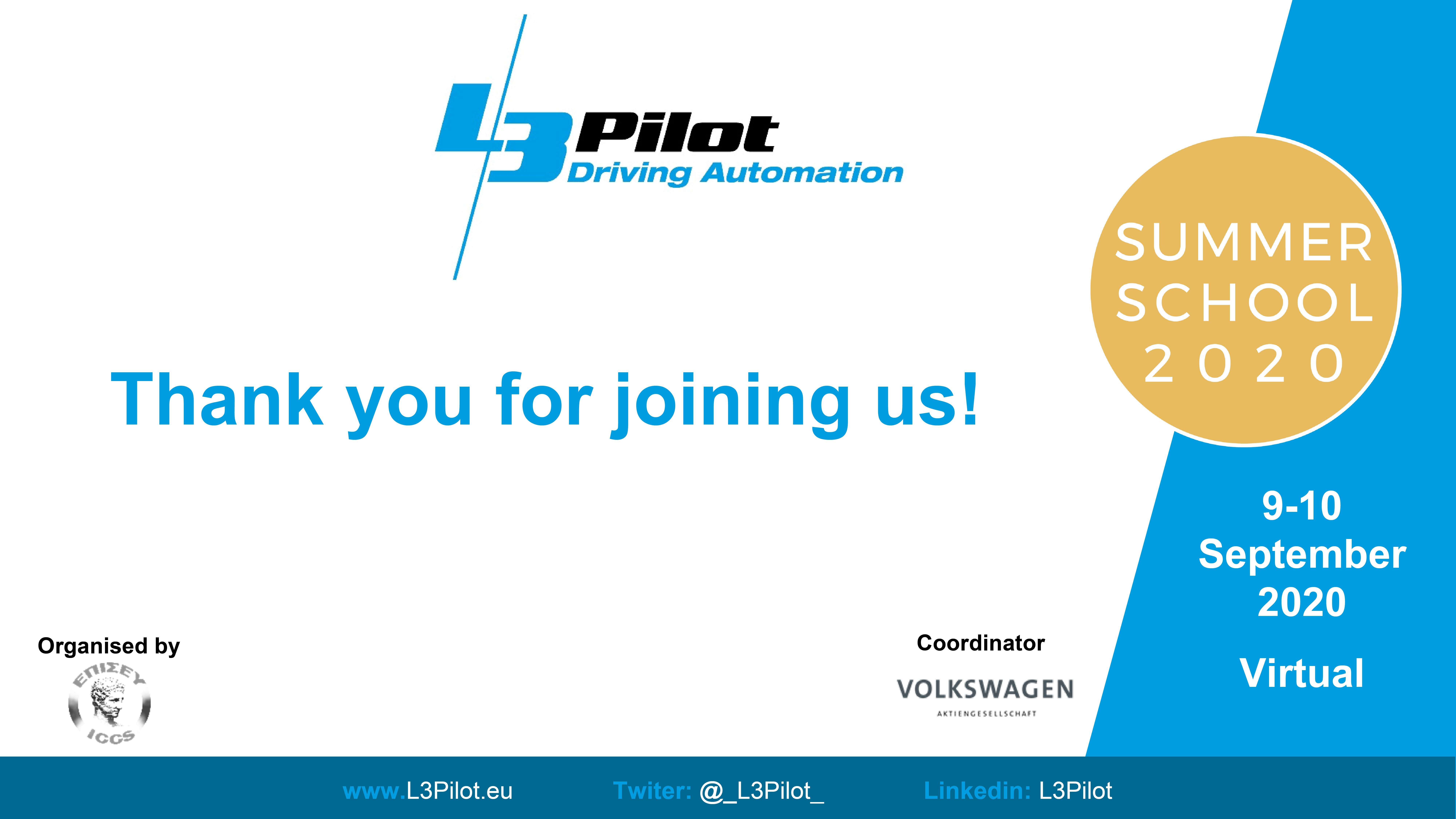 Sign L3Pilot Summer School Thank you for joining us